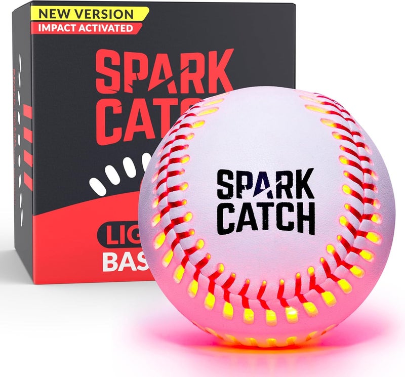 SPARK CATCH Light Up Baseball, Glow in The Dark Baseball, Sports Gear Accessories Gifts for Boys 8 9 10 11 12 13 14 15 Years Old, Kids Teens All Ages Gift Ideas - Image 1
